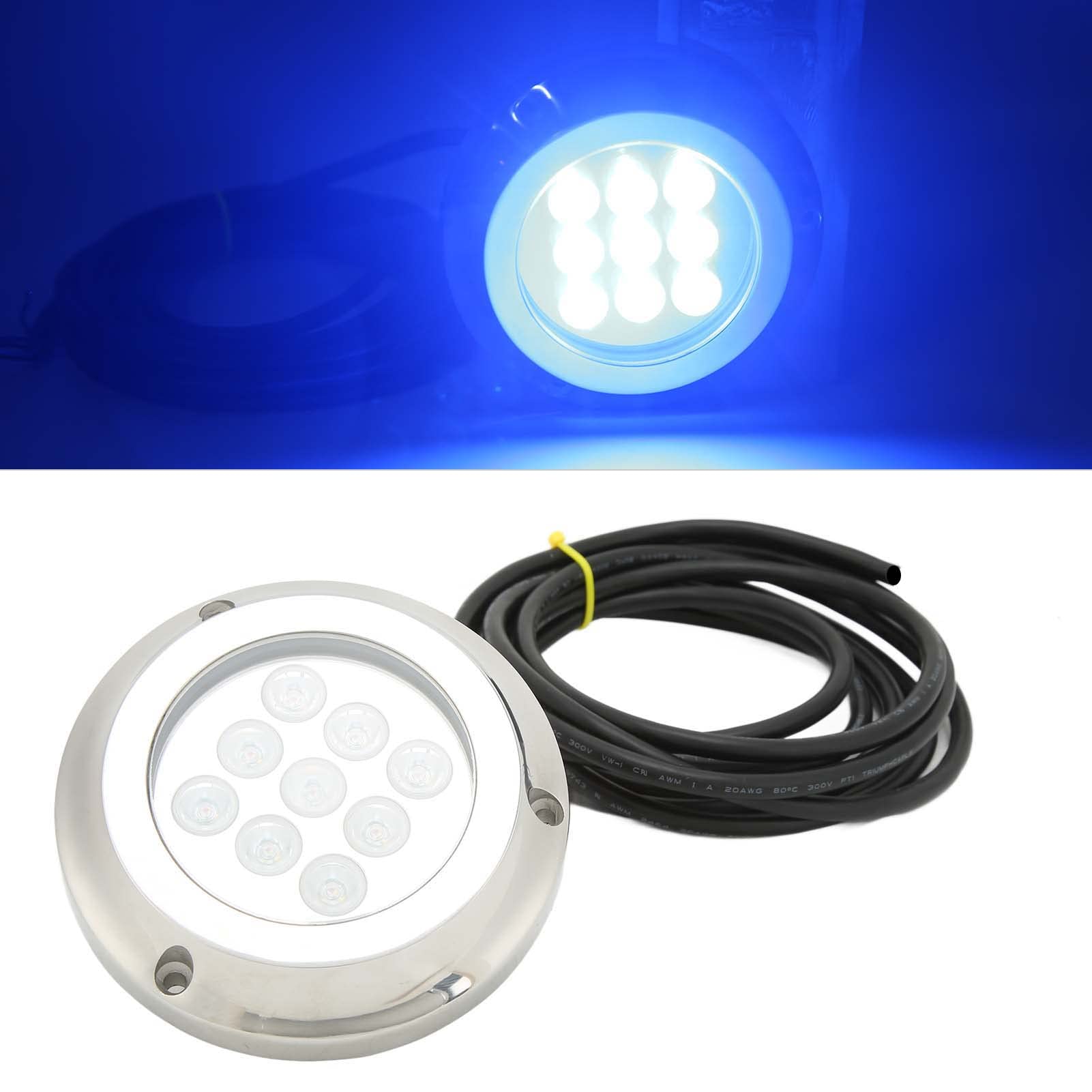Led Unterwasserbeleuchtung, IP68 Wasserdichte Marine Boot LED Leuchten, 9 Led Marine Unterwasser LED Leuchten für Boot, Yachten, Kreuzfahrtschiffe, Segelboot, Ponton (Blaues Licht)