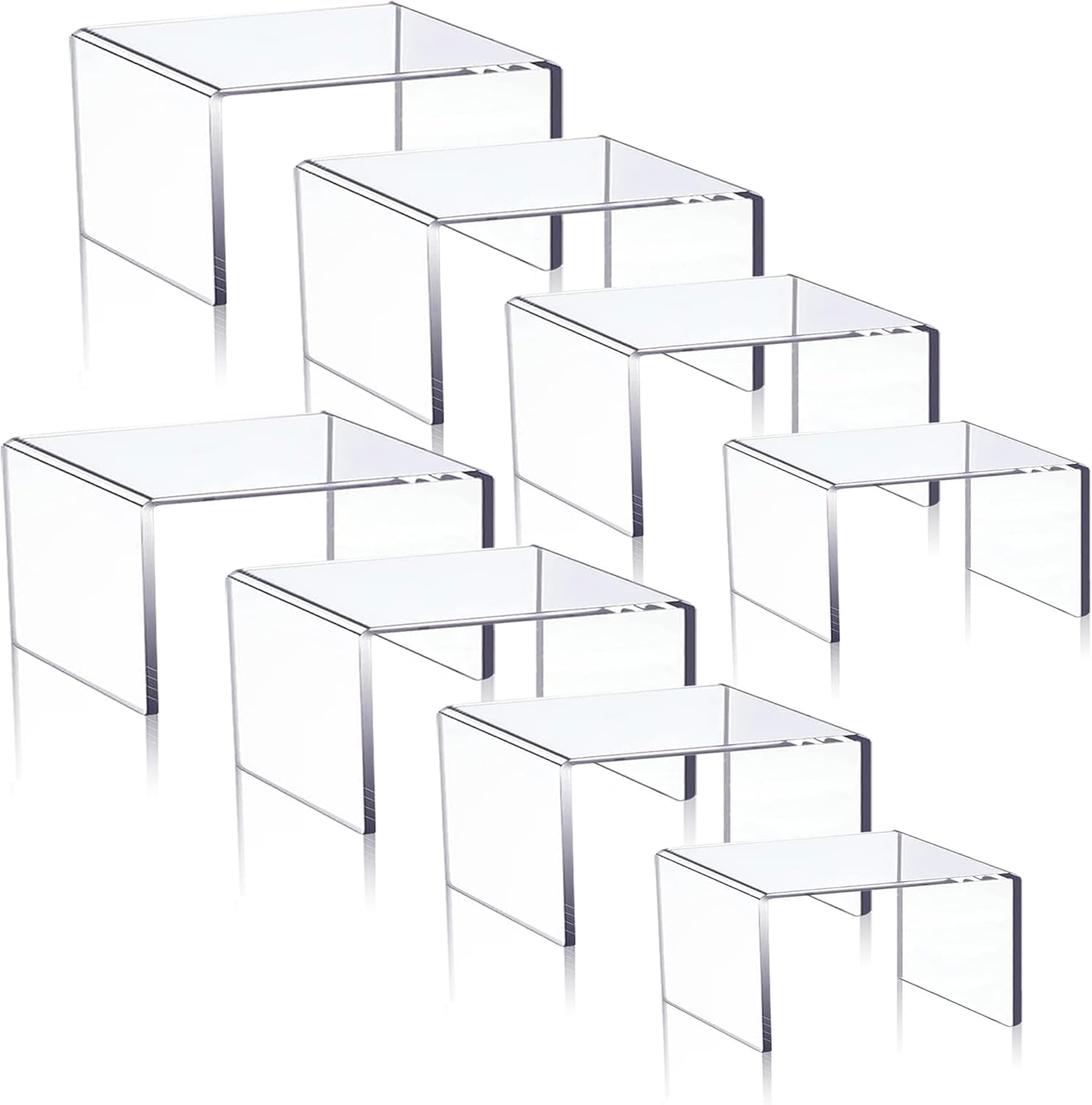 Set of 8 Clear Acrylic Display Risers Cupcakes Holder Sweet Stand Display Transparent Showcase Stands,Candy Bar Risers,Acrylic Lifts Display for Figures