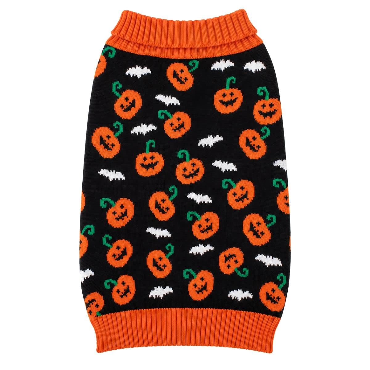 Large Halloween Pet Dog Jumper Black Orange Pumpkin Knitted Sweater 50cm