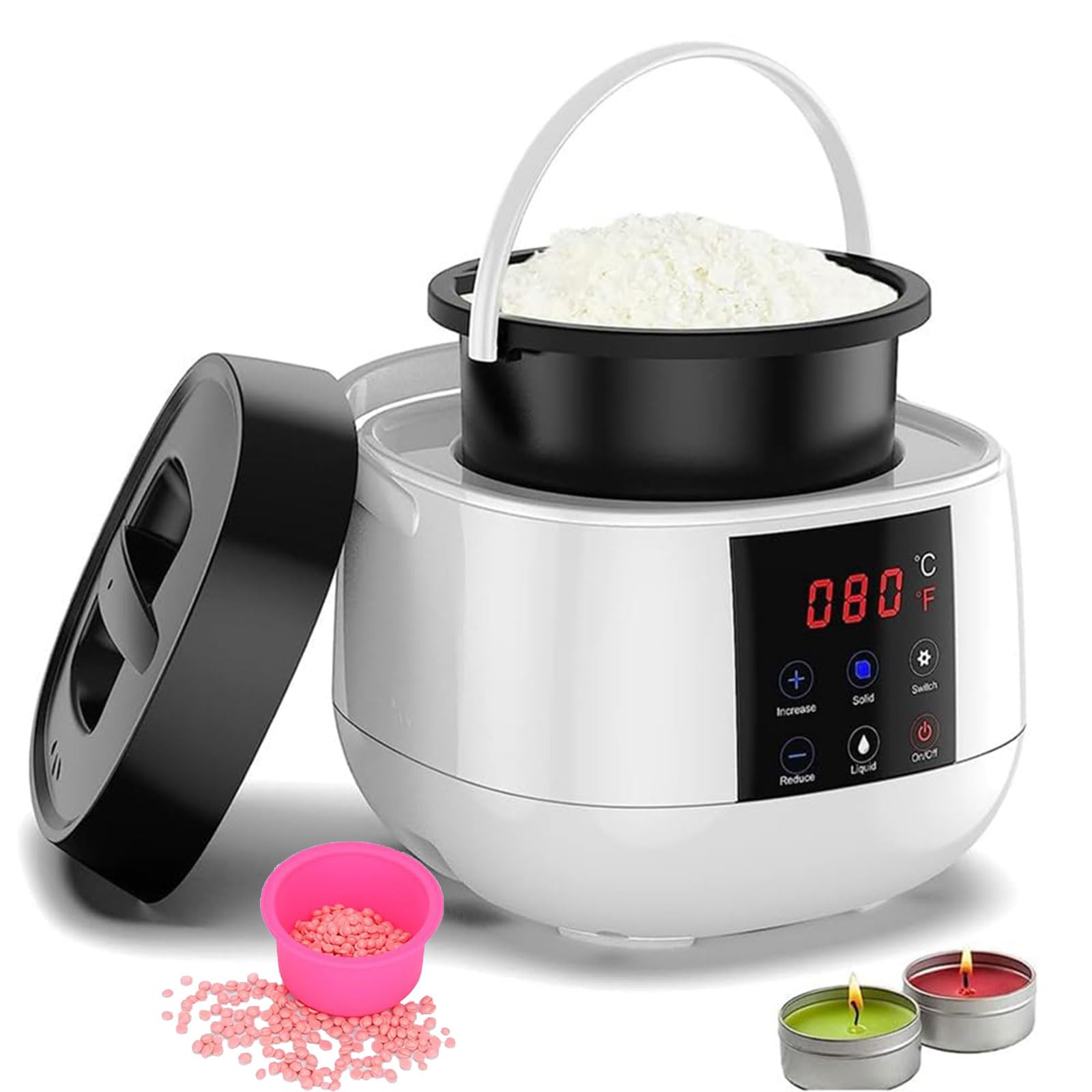 Electric Candle Wax Melting Pot, Zestaw DIY do Robienia Świec z Wyświetlaczem LED Temperatury & Funkcją Pamięci, Regulacja Temperatury 35–120℃, Mały Topielnik do Wosku Parafinowego i Kokosowego
