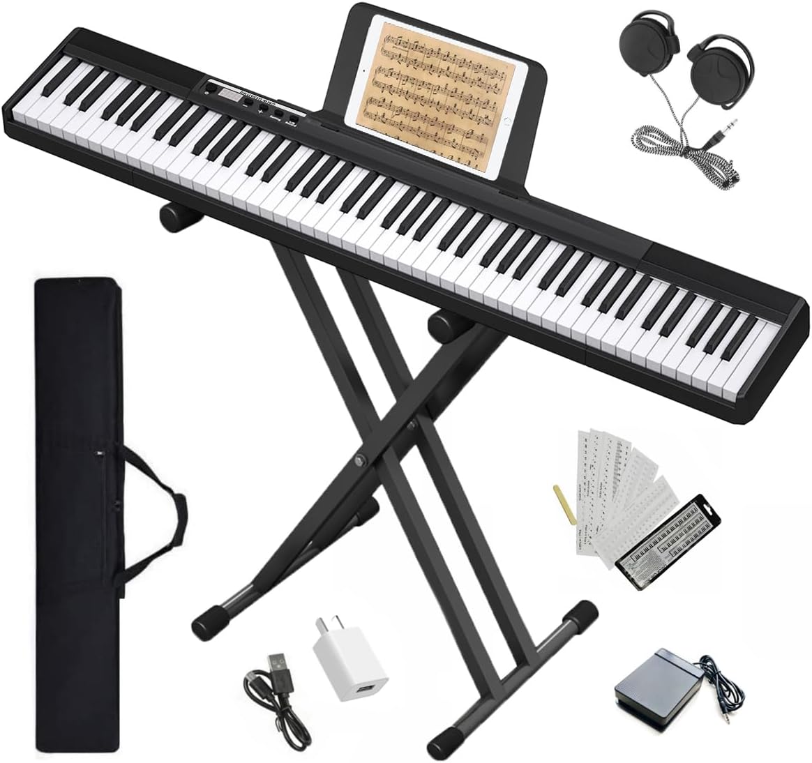 Hamzer 88Key Electronic Keyboard Portable Digital Music Piano with Touch Sensitive