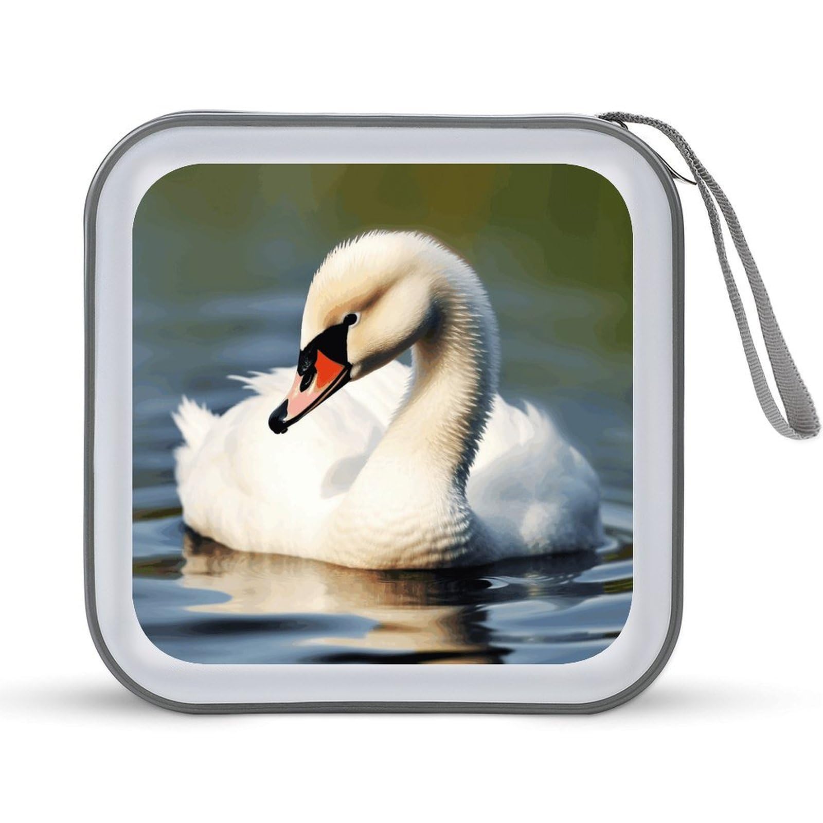 VstaDank Cute Little Swan 40 Capacity DVD Case with Zipper Disc, Portable CD Storage Organizer Hard Plastic Storage Wallet Organizer