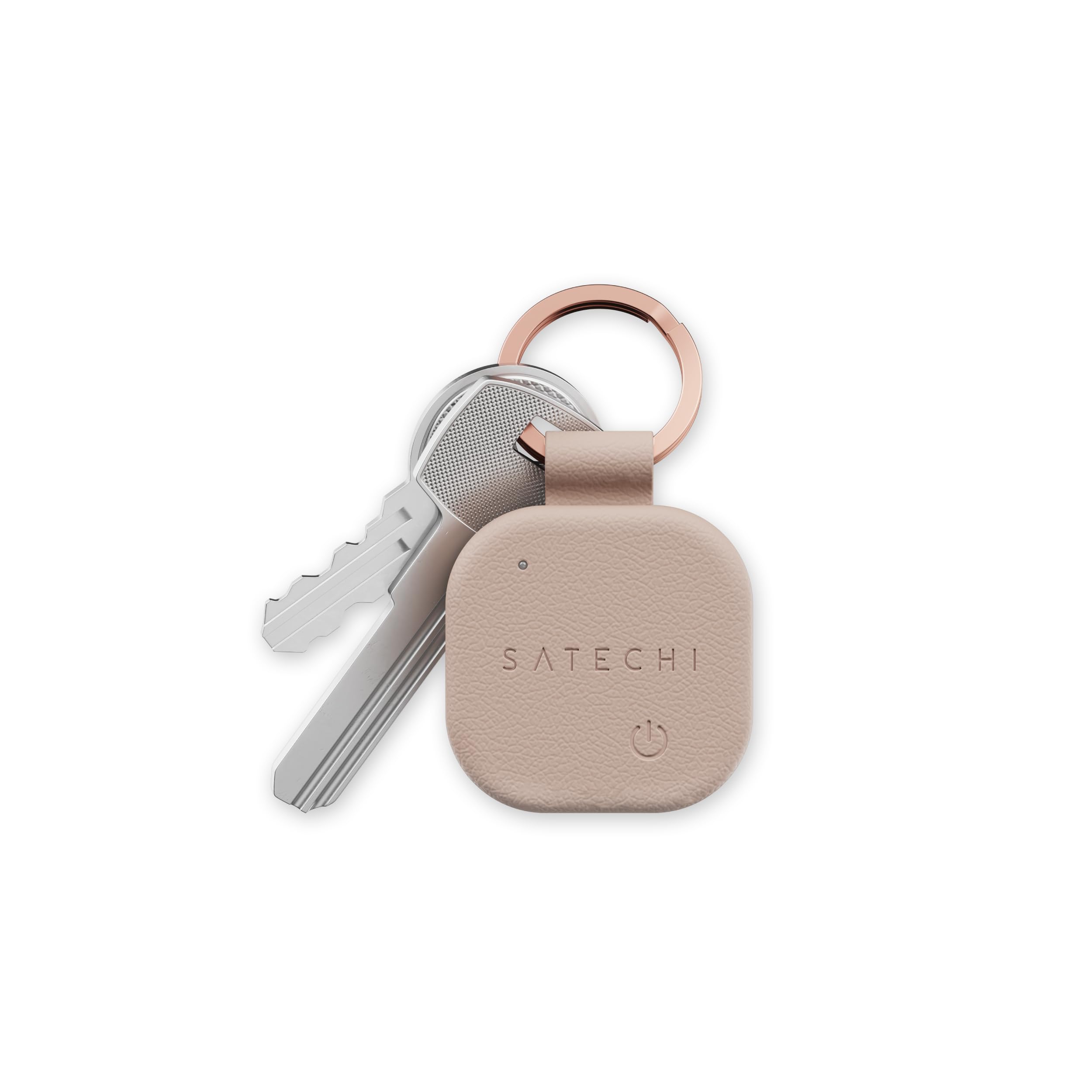 Satechi FindAll Keychain with Find My, Wireless Rechargeable, Location Tracker, Left-Behind Alerts, Loud Audible Chime, Works with iPhone, iPad, Mac - Desert Rose