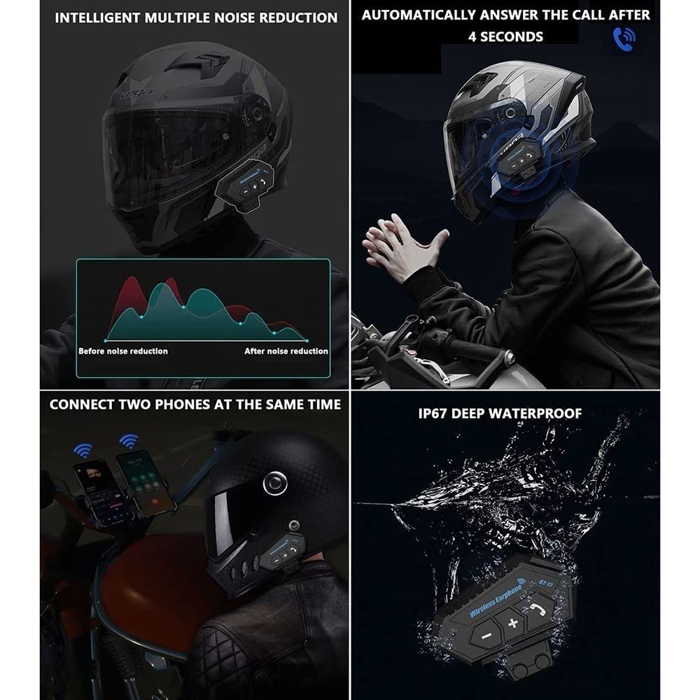 Caschi Moto Bluetooth Casco Integrale Con Visiera Maschile Doppia Lente Flip Up Casco Antiappannamento Casco Moto Integrale Con Visiera Rimovibile Certificato DOT B,4XL=66-67CM