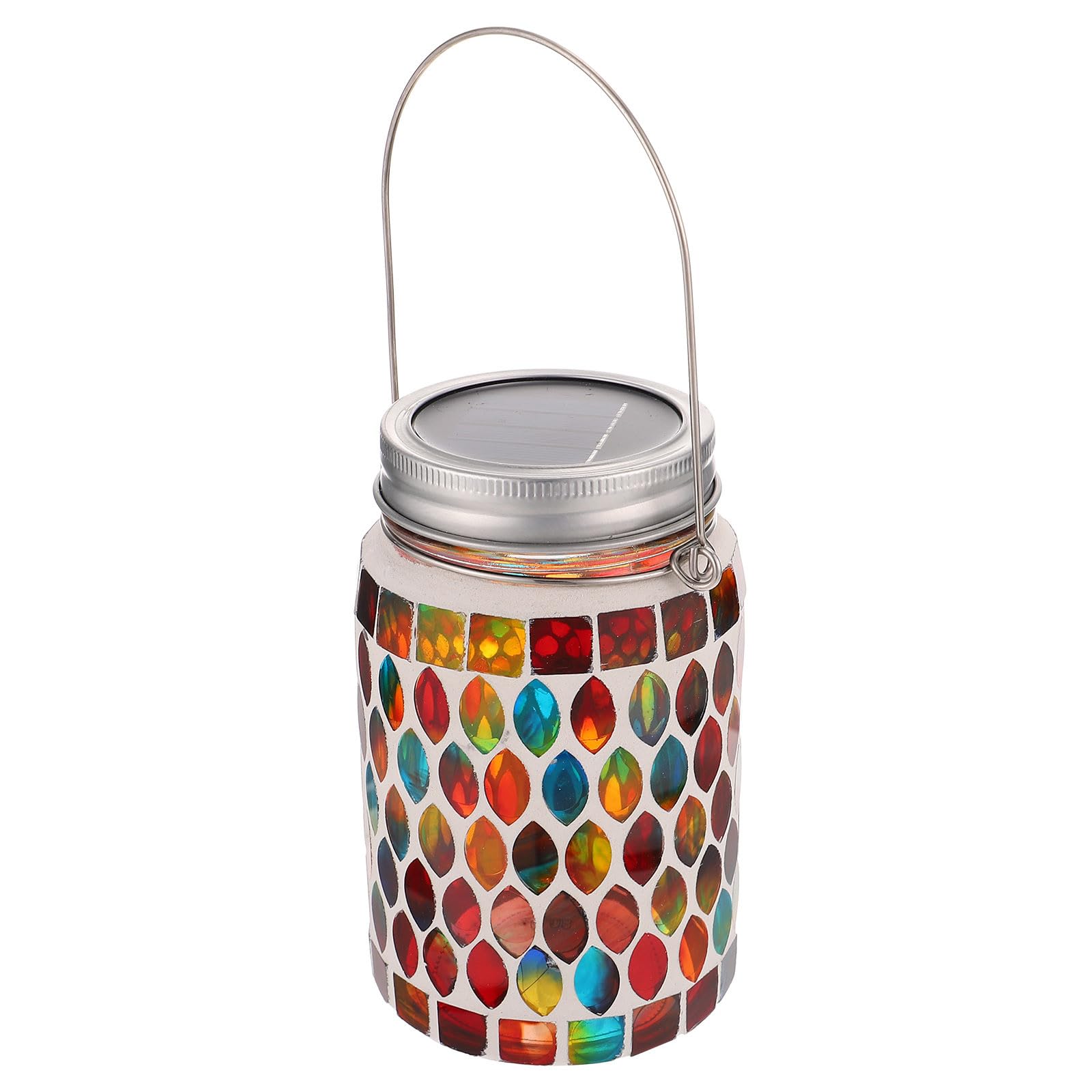 Beavorty Solar Außenleuchte mit Mosaikglas Solar Tischlaterne für Gartenbeleuchtung Bunte Solarlampe für Außenbereich und Romantische Gartendekoration