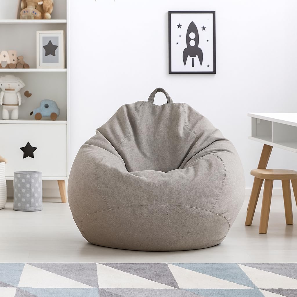 Pouf con imbottitura ecologica, pouf, poltrona relax, cuscino per il pavimento, sacco di fagioli (70 x 80 x 50 cm, 120 L), colore grigio scuro