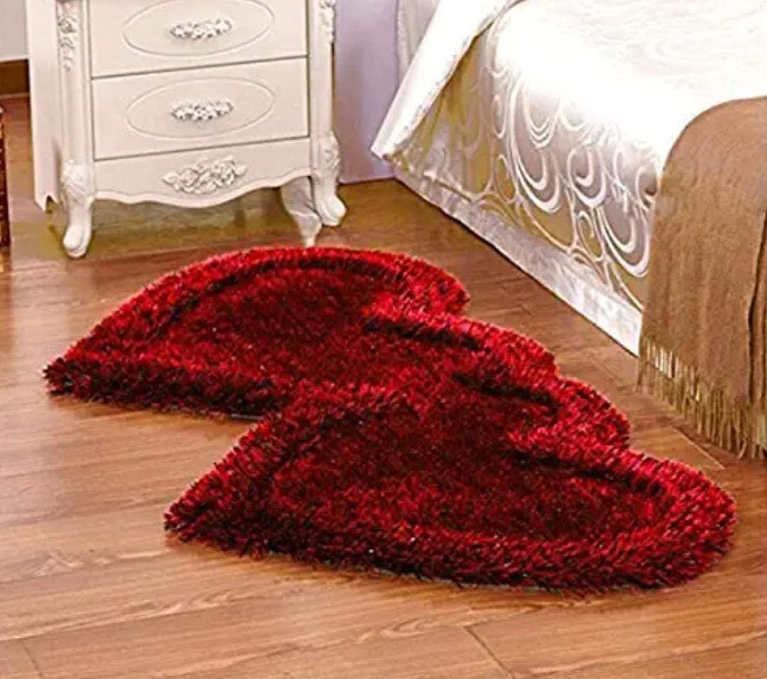 DKDECORATIVE -Super Soft Heart Shape Mat for Floor - Polyester Heart Dil Design Anti Slip Entrance Rug - Bedside Mat Rugs Welcome Door Mats for Home Living Room Bedroom, (22x55 in, Red).-image-35