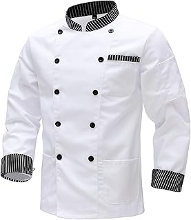 Kochjacke für Herren Langarm Arbeitsjacke Unisex Kochjacke Professionelle Kochjacke Stehkragen Uniform Küchebekleidung Hotel Cafe Kochjacke mit Tasche