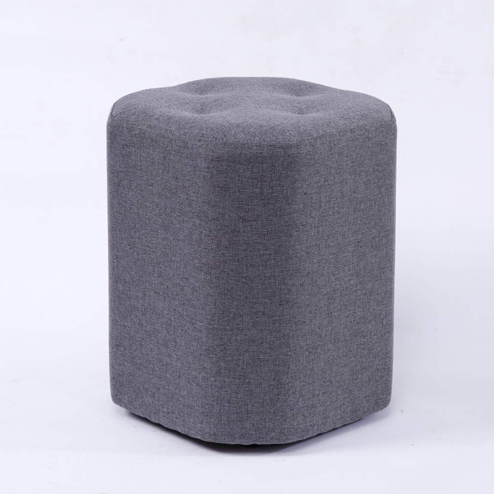 Tabouret repose-pieds de salon rembourré pouf chambre tissu lin et bois