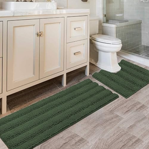 Miniatura 165 de H.VERSAILTEX Alfombras de baño antideslizantes extragruesas de felpilla a rayas 24" x 36" Absorbentes, antideslizantes, suaves, esponjosas