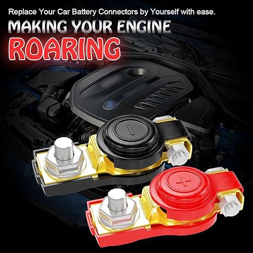 Miniatura 6 de CHUSYYRAY Conector de terminal de batería, 1 par positivo y negativo, terminales de batería con cubierta de plástico compatible con automóviles,
