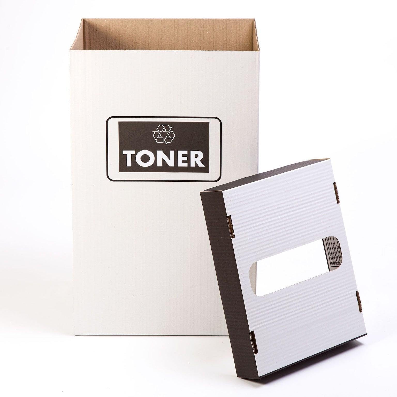 TELECAJAS Contenedor Reciclaje Tóner con Tapa, Pack 5 Cajas de Cartón 41,5x32,5x69,5 cm para Cartuchos Usados de Impresora Láser y Tinta, Ideal Oficinas y Puntos de Recogida