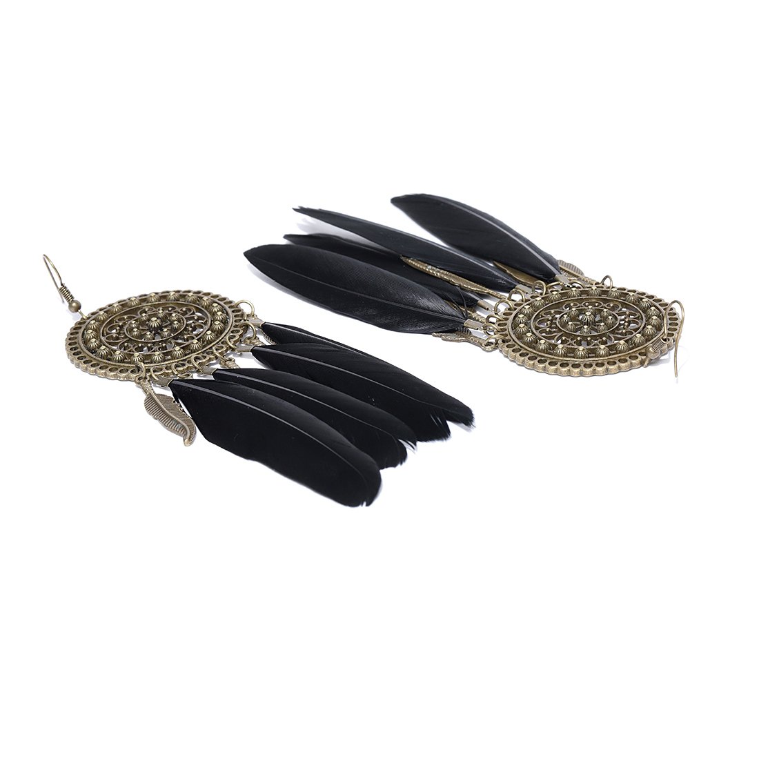 Luxuria Antique Feather Glitzy Drop Earrings