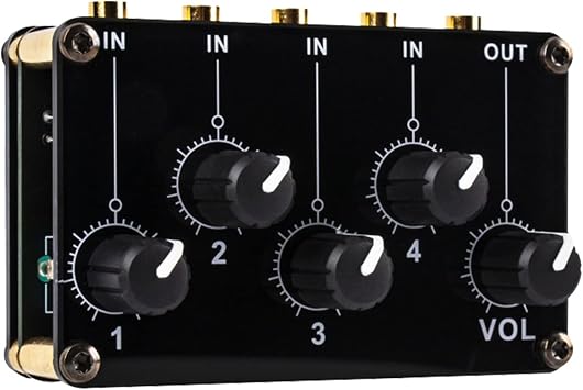 Low Noise 4 Channel Line Mixer 4 Stereo Channel Stereo Passive Mixer No External Power Required