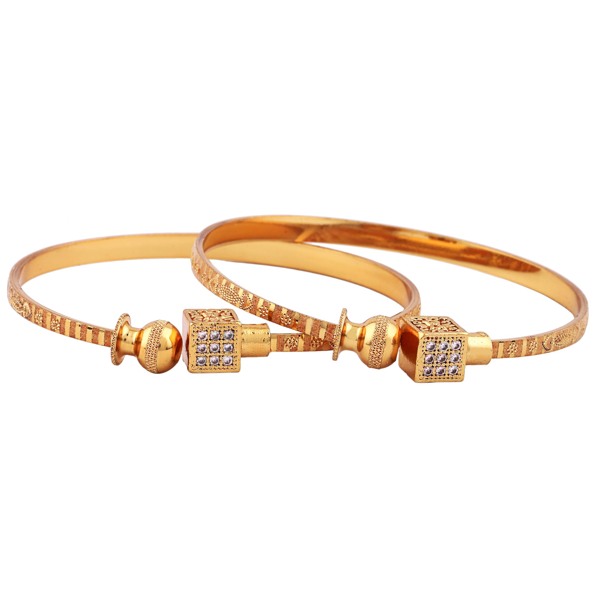 Set Of 2 Traditional 18k Plated Bracelets