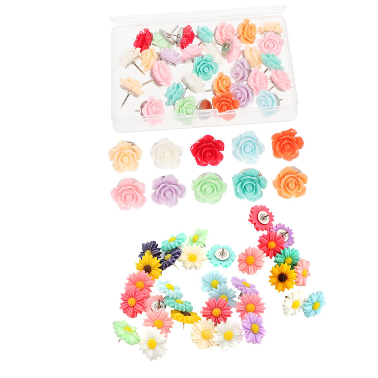STOBOK 120stücke Resin Pushpins Mit Blumenmotiv Niedliche Pinnwandstecker Für Notizen Fotos Und Bürobedarf Für Korktafeln Und Wanddekoration