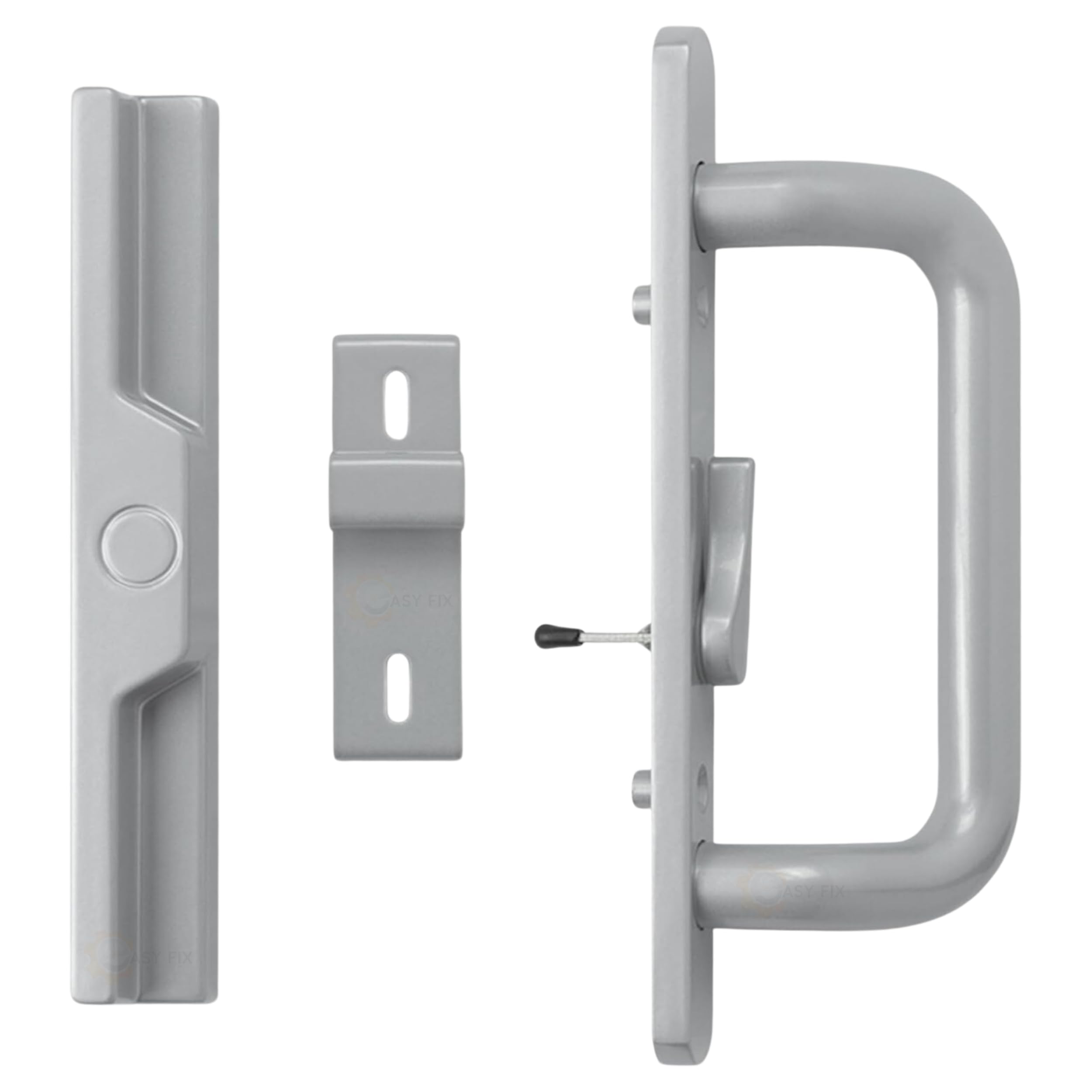 Handle Set for Sliding Glass Patio Doors | Door Handle Replacement for Sliding Glass Door Repair, Right-Handed Orientation, No Mortise Lock | Fix Sliding Door Handle Set | Offset Latch Handle (Gray)