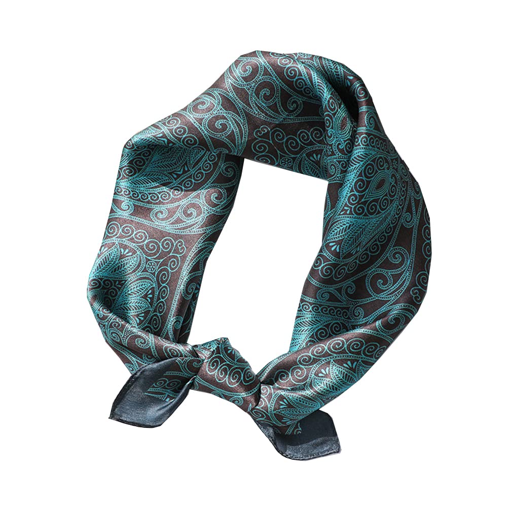 Riho Men's Seagreen 12 Momme 100% Mulberry Silk Neckerchief (53X53cm) (Seagreen)