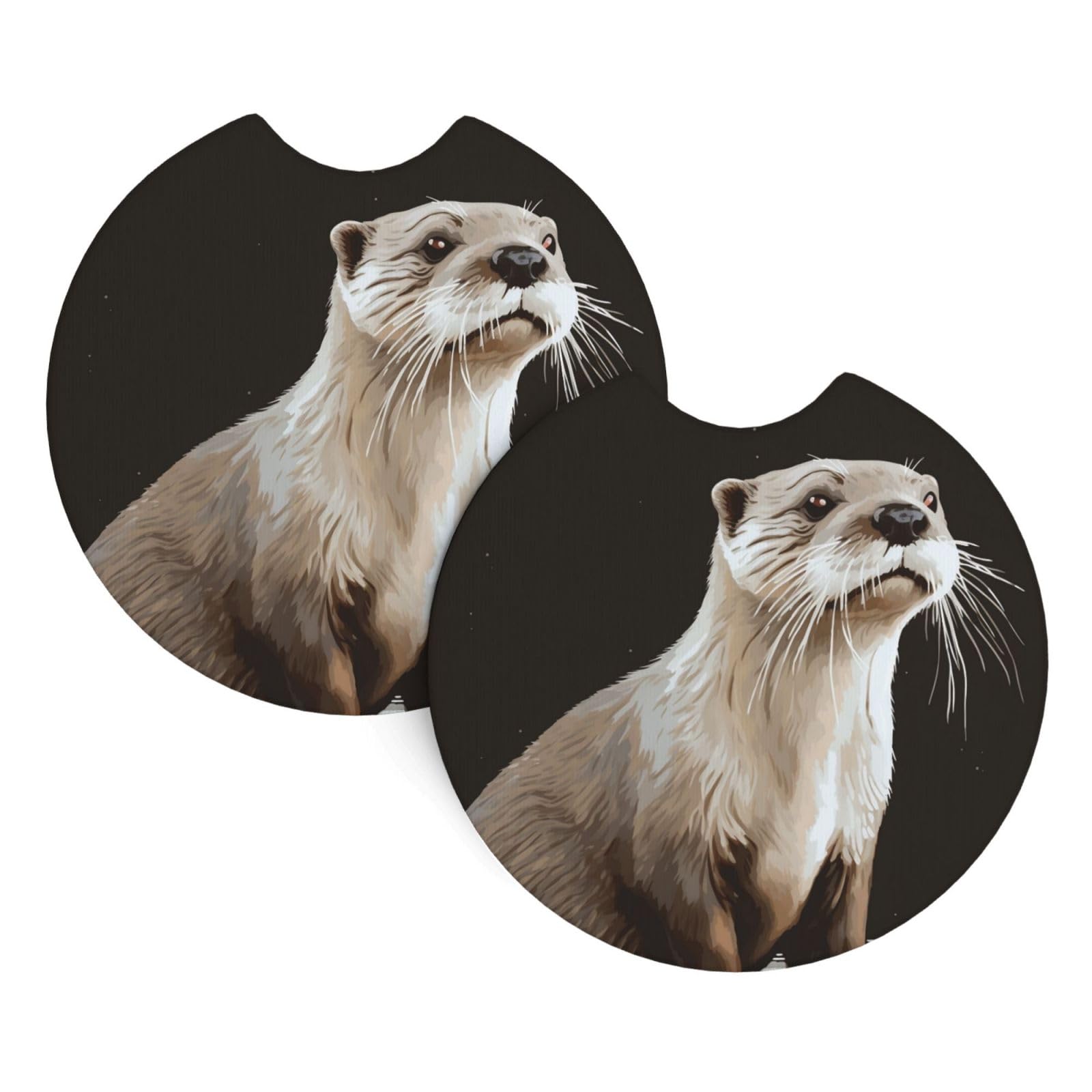 2PCS Car Coaster for Cup Holders Universal Auto Cup Mat Otter Cup Coaster Pad 2.7" Waterproof Neoprene Non-Slip Cup Holder Coasters Car Interior Accessories for Women Men