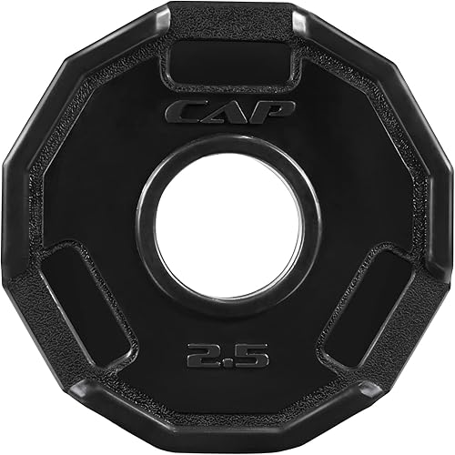 CAPHAUS Disco de agarre recubierto de goma de 2 pulgadas, discos de peso olímpicos de 12 lados para entrenamiento de fuerza fundición de precisión,
