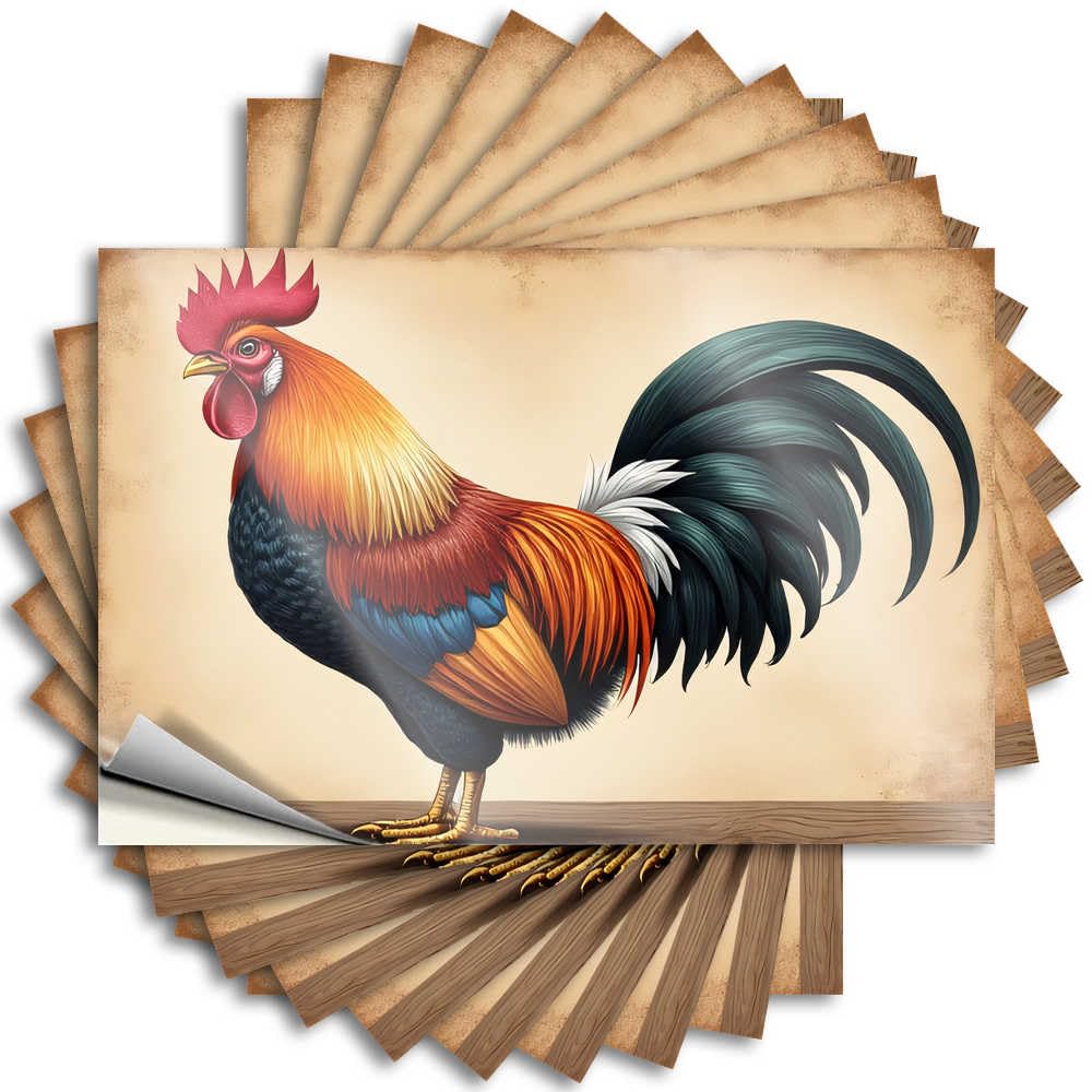 Colorful Rooster Illustration Gifts Sand DIY | Spring Quote Case Removable Vinyl Sticker Decal(8X12CM)