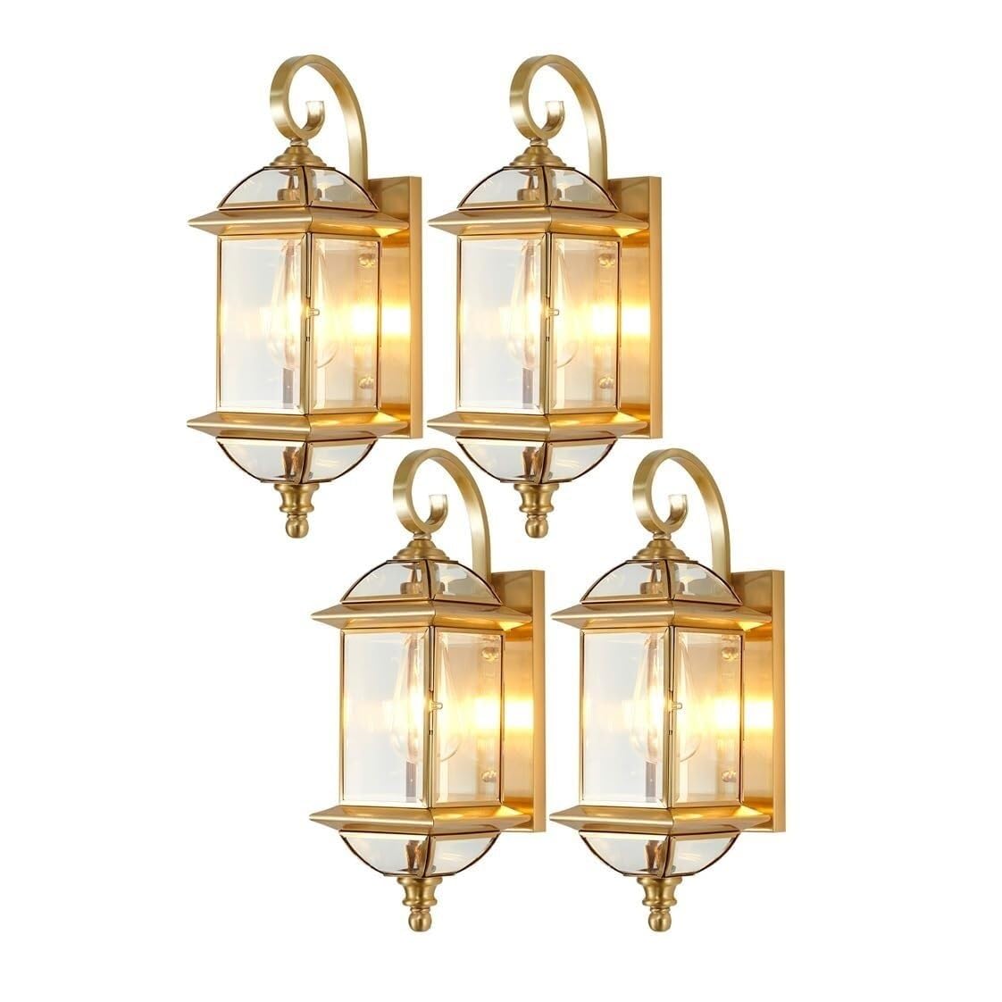 SXSCARKX Brass Outdoor Wall Sconce Light Fixture - 18.5" Waterproof Glass Lantern for Front Door, Porch, Garden & Patio Elegant Gold Exterior Lighting Door and Balcony