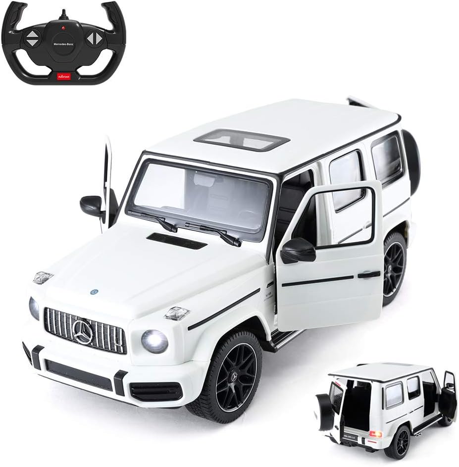 Rastar Remote Control Mercedes G63 Car Model โ RC Car for Adults & Kids โ Electric Toy Car 1:14 Scale โ Classy Colors โ Black Rims & Rubber Grip Tires (White)