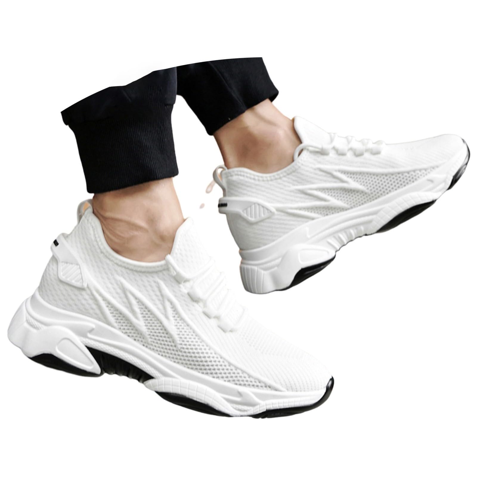 Scarpe sportive da uomo, da tennis, traspiranti, per attività all'aperto, jogging, passeggiate, leggere, per il tempo libero, in tinta unita, per il fitness