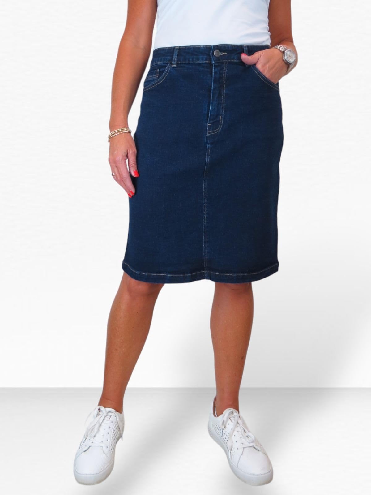 Paulo Due Gonna Jeans Denim Elasticizzato da Donna Gonna Tubino al Ginocchio da Donna 42-54