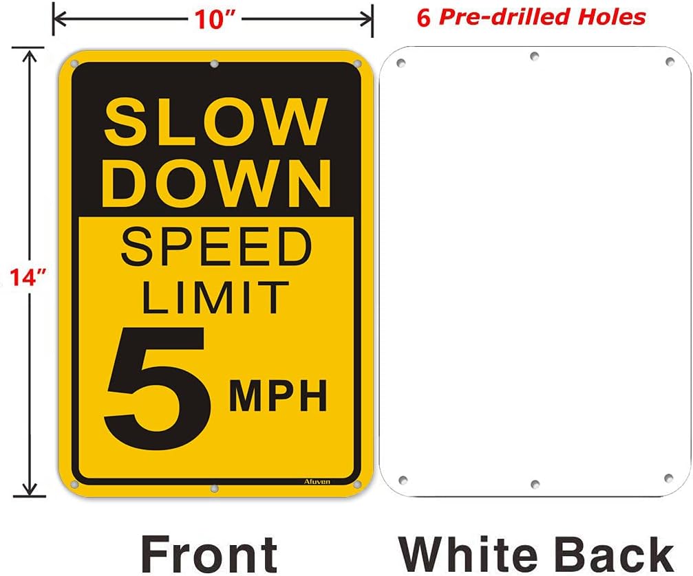 Slow Down Speed Limit 5 MPH Signs 10 x 14 Inches Slowly Drive Sign ...