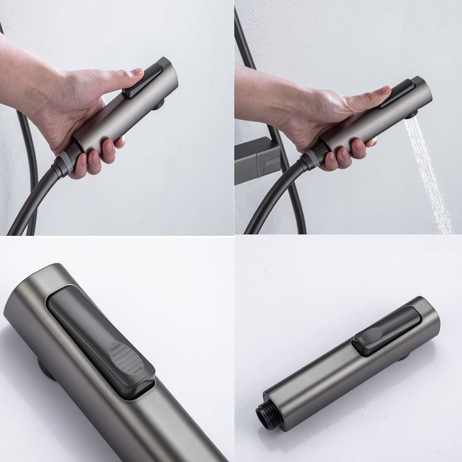 Ducha termostática con indicador de Temperatura, Grifo para bañera, rociador de bidé, Ducha de Mano y Grifo de bañera de Pared, Color Gris.