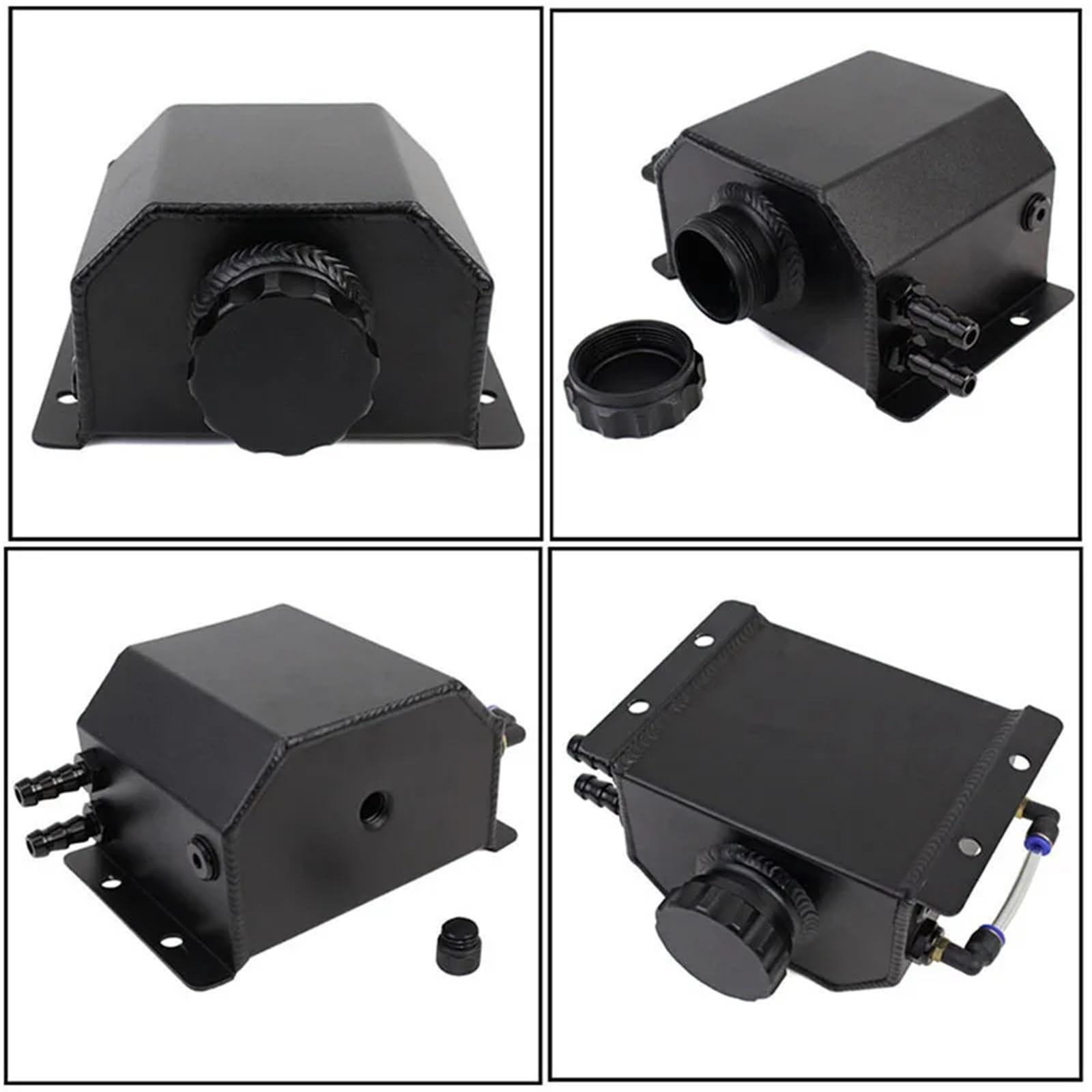 Zamiennik Wyrównawczego Chłodzącego dla 1L/2L zbiornik na płyn chłodniczy Uniwersalny wyrównawczy aluminiowy przelewowy(1L Black)