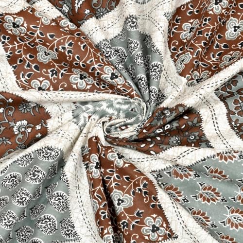 Image of Pure Cotton Single Bedsheet with 1 Pillow Cover, 220 TC Premium Jaipuri Bedsheet for Single Bed | 60x90 Inch - Multicolor Floral Print
