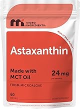 Micro Ingredients Astaxanthin 24mg with MCT Oil, 60 Softgels, 2 Month Supply | Max Strength Astaxanthin Antioxidant Supplements | Fresh Microalgae Source | Non-GMO, Gluten Free, No Soy