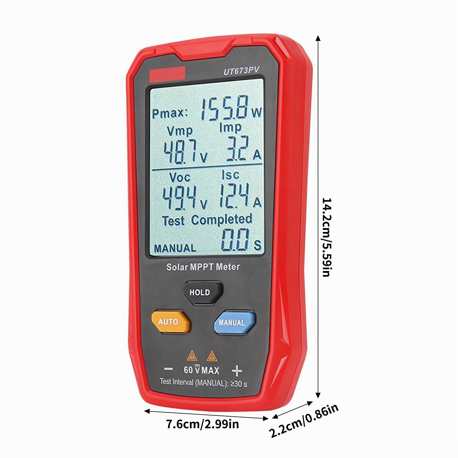 Solarpanel Tester - 800W Photovoltaik Multimeter mit Großem Ultraklarem LCD, Solar MPPT Messgerät, Einfach zu transportieren, benutzerfreundlich, Datentest für Photovoltaikmodule