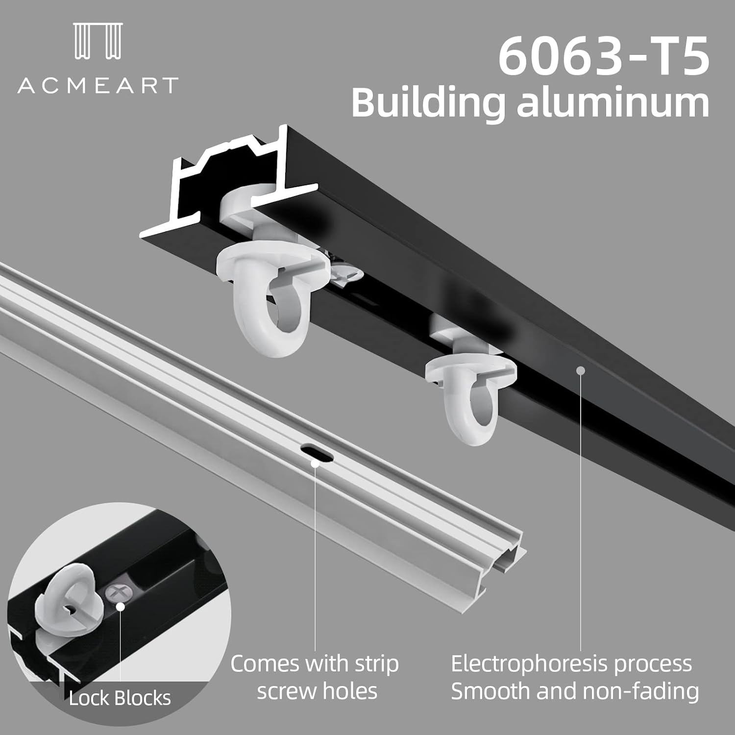 ACMEART Ceiling Curtain Track,Hidden Ceiling Track for Curtains,Room Divider Curtain Rod,Ceiling Track Set with Silent Rollers for Living Room/Bedroom/Shower Room(Customized size,White) White Customize