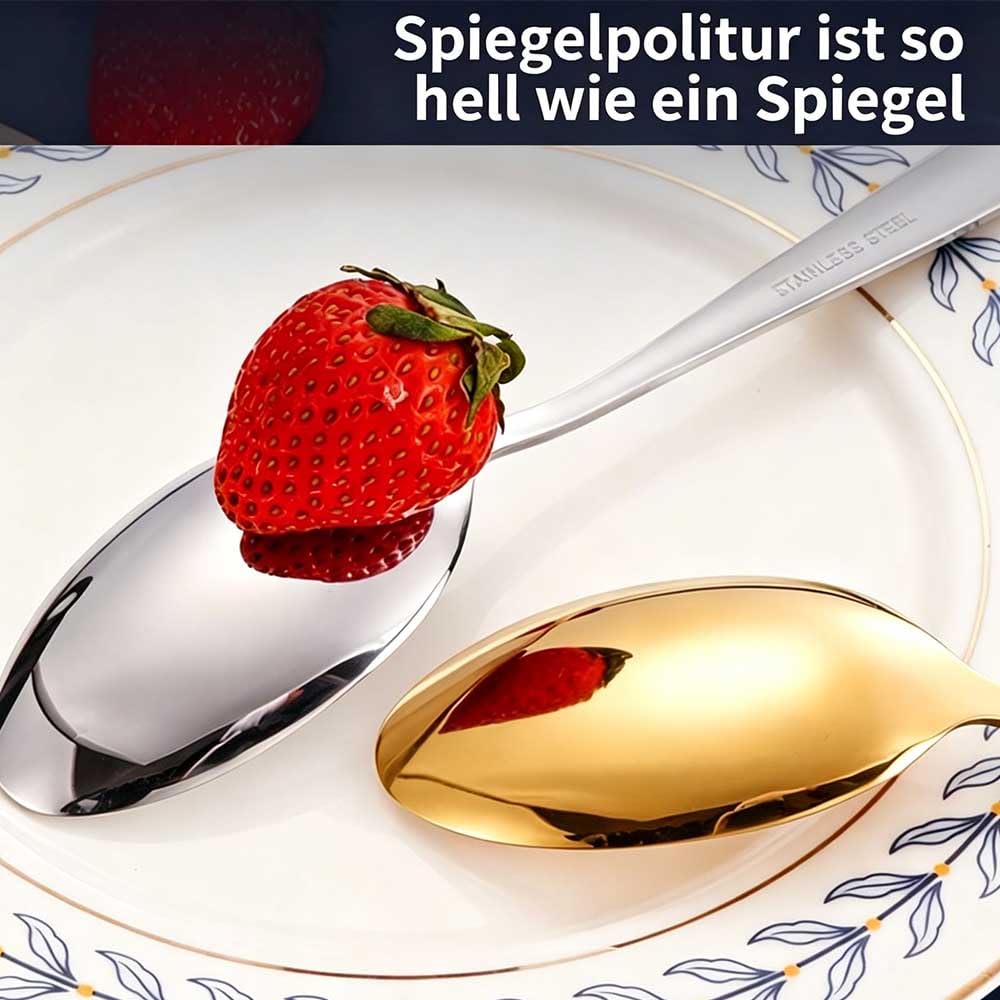 20-teiliges DOCANIO Edelstahl Besteck Set, 5-teiliges pro Person mit edlem Prägemuster, Spülmaschinenfest Tischbesteck für Haushalt & Feier Silber