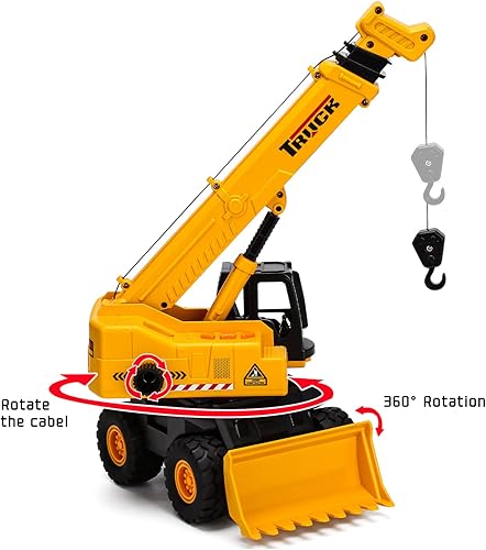 Miniatura 3 de haomsj Juego de construcción 2 en 1 de grúa de juguete para niños de 3 a 5 años, grúa de elevación con luz y sonido para niños de 3, 4, 5, 6 años