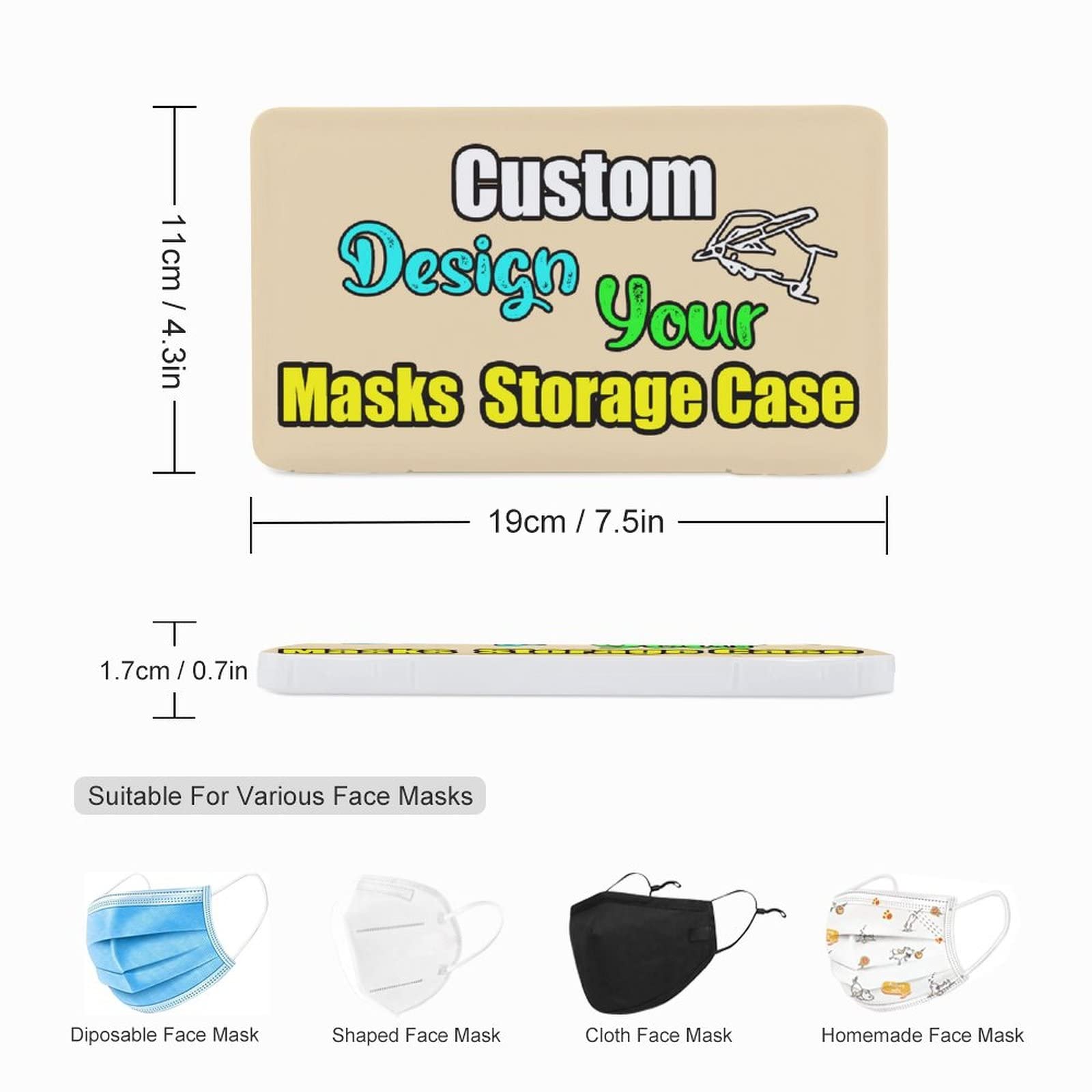 Customizable Mask Storage Box Organizer, Custom Made Portable Mask Case, Personalized Reusable Face Mask Holder Container Keeper with Your Design 4.3