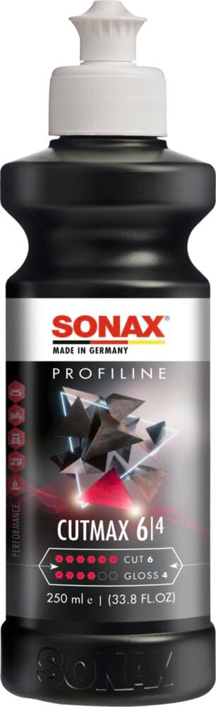 CutMax Compound 246141 | High-Abrasive Paint Correction Polish for P1500 Grit Sanding Marks | Silicone-Free, Dust-Free, and Odorless | Long Buffing Cycle for Severe Weathered Paint | 250ml