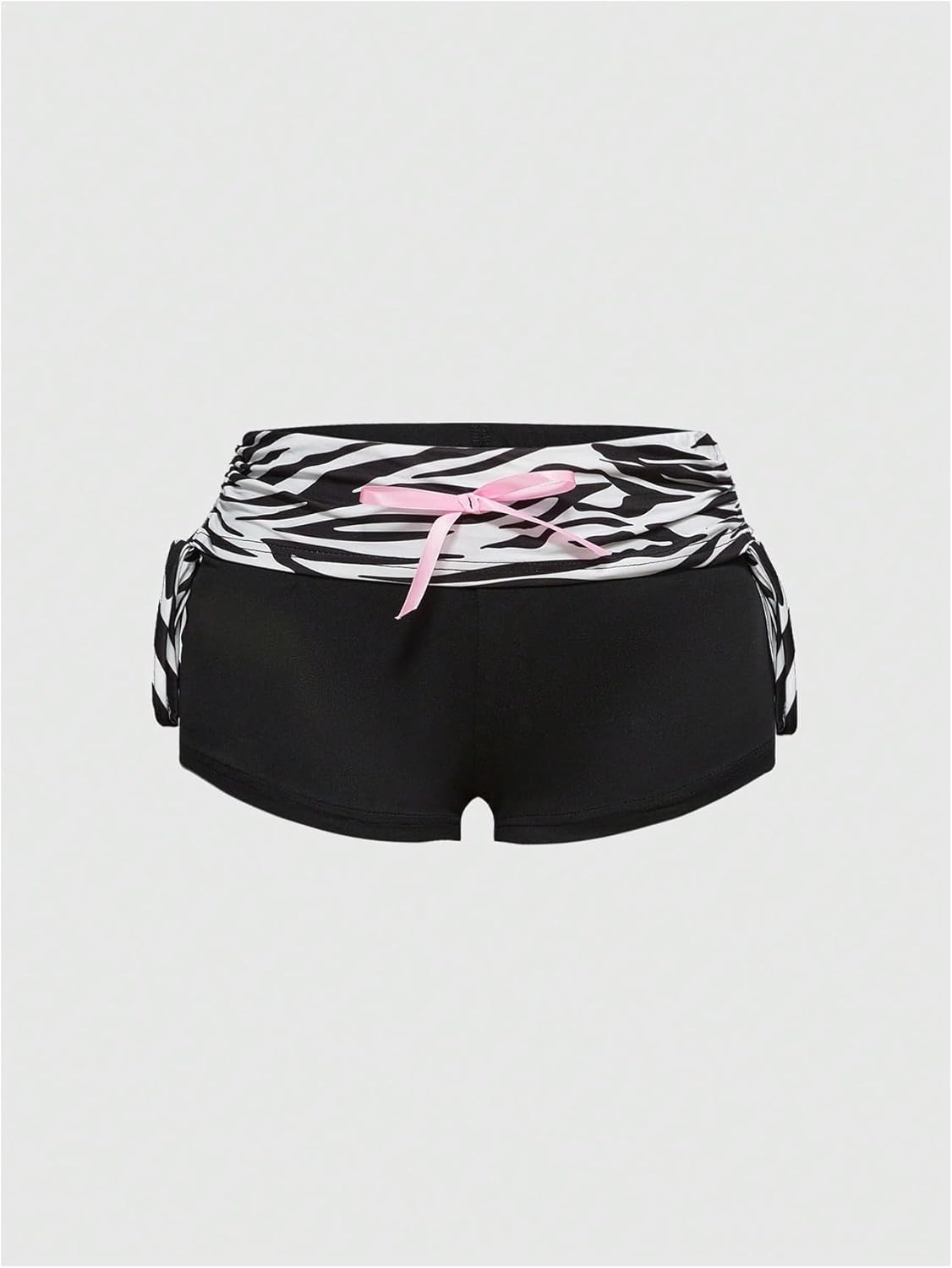 MakeMeChic Women's Mini Shorts Y2k Zebra Letter Print Foldover Low Waist Drawstring Hot Shorts - Image 2