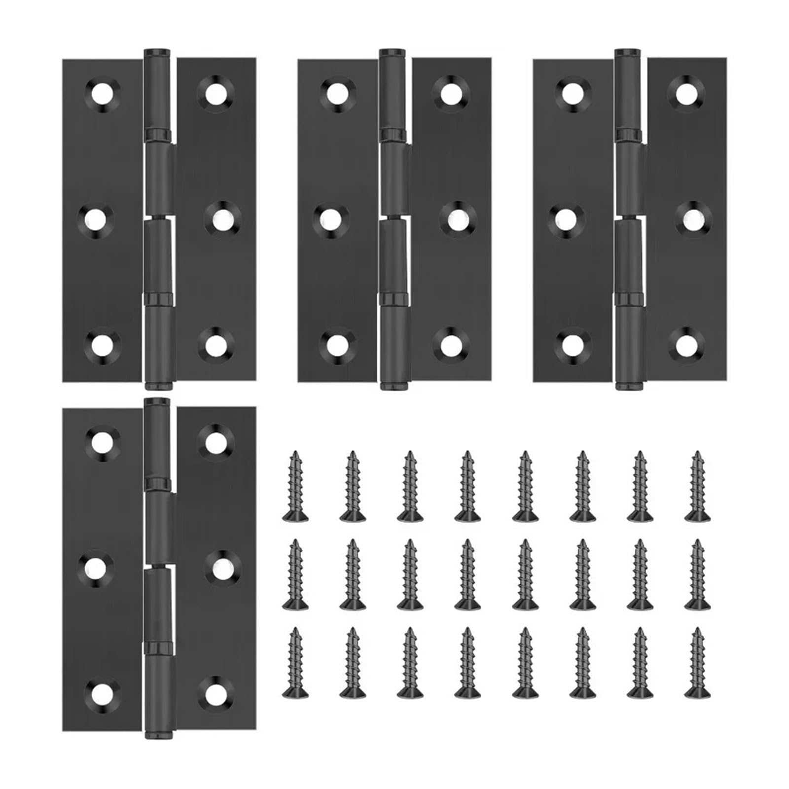 4Pcs Door Hinges 2/3/4 Inch Stainless Steel Folding Bifold Butt Cabinet Black with Screws for Furnitures Wooden Box for Gate(2 inches)