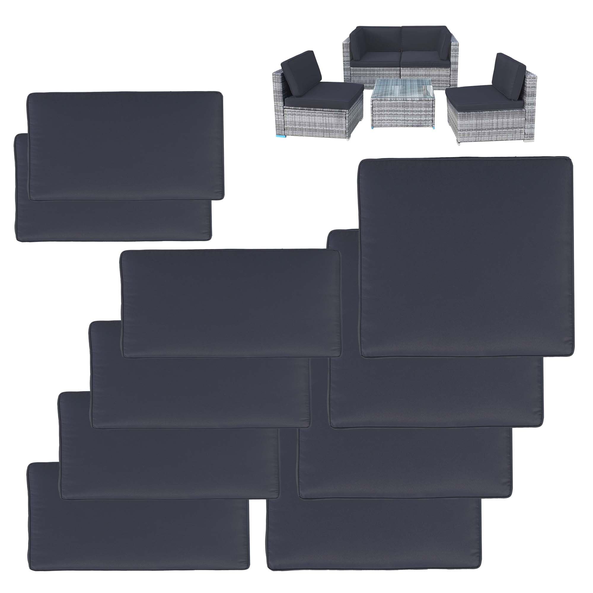 VIXLON 10Pcs Patio Cushion Covers Replacement Splashproof UV-Resistant Inelastic Covers with Zippers, Max Compatible 25.6x25.6x4inch Patio Cushion,