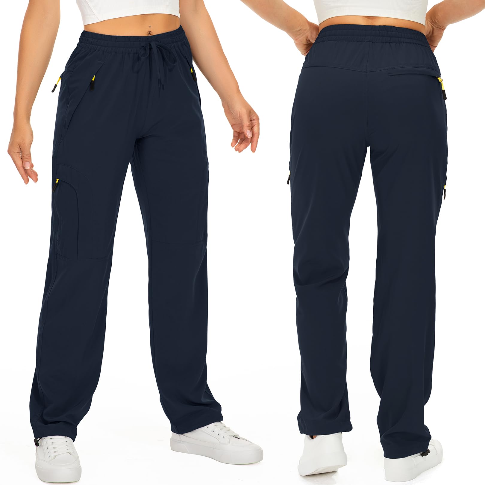 Womens Hiking Pants Quick Dry UPF 50 Lightweight Travel Golf Cargo Safari Pants Zipper Pockets