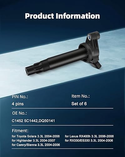 Vista 621 de ECCPP Bobinas de encendido portátiles de repuesto para automóvil compatibles con Infiniti I30/para Nissan Maxima 3.0L V6 2000-2001 Reemplazo