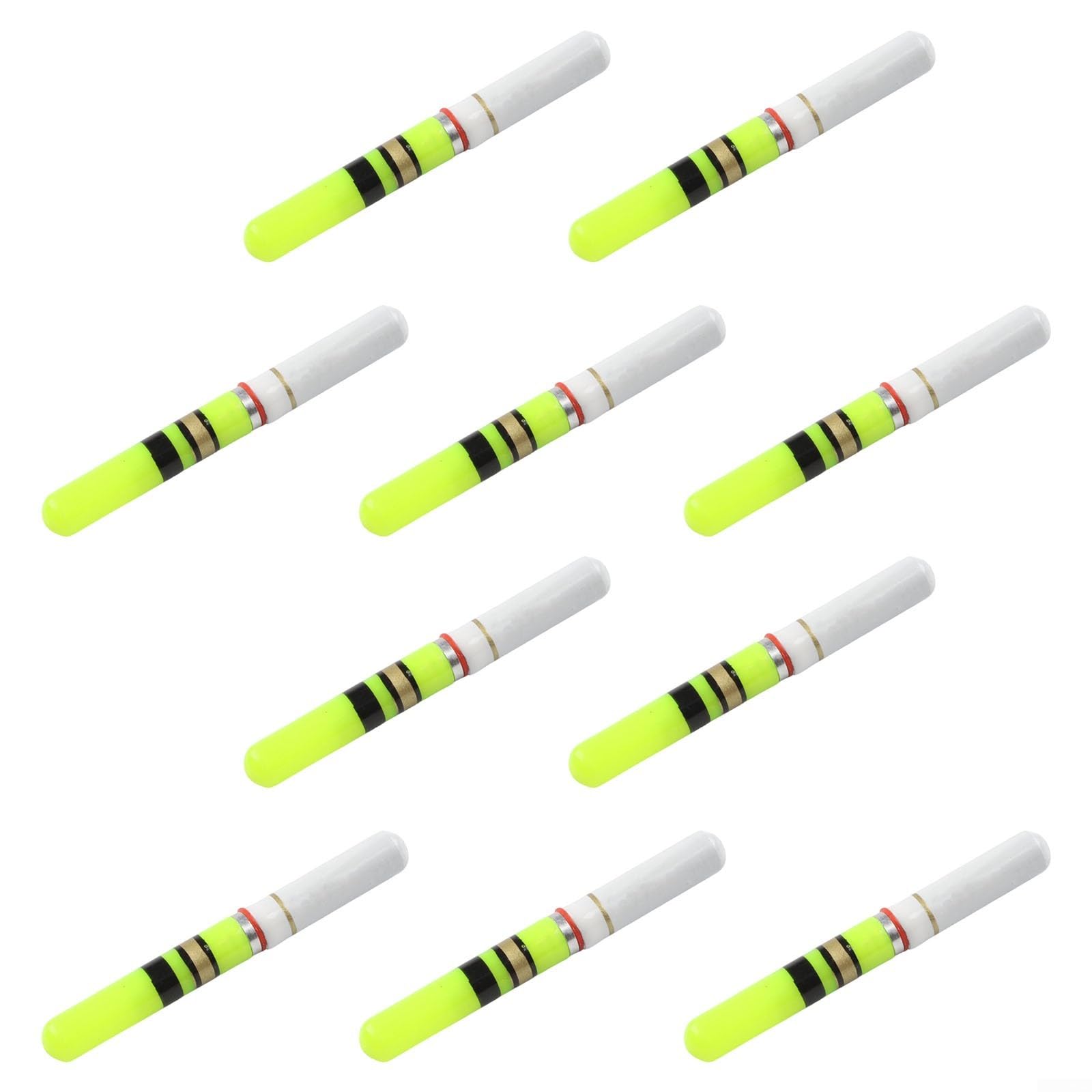Confezione da 10 galleggianti da pesca notturna a LED, luce compatibile con batteria CR322, per attrezzatura da pesca notturna, esche fluorescenti verdi e rosse, luci galleggianti impermeabili per