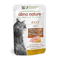 Almo Nature HFC Jelly – Alimento Umido per Gatti Adulti – Filetto di Pollo con Formaggio – Human-Grade, Gluten-Free – 55g (Confezione da 24)