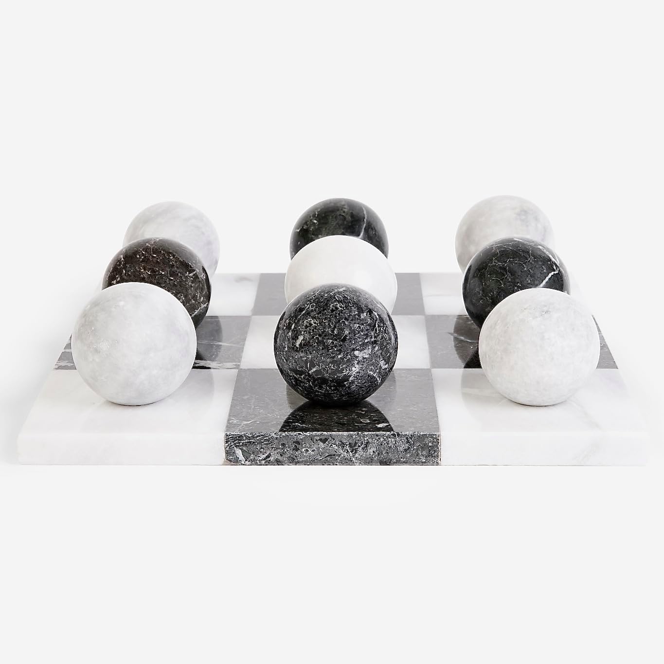 Marble Tic Tac Toe Set | Decorative Tic Tac Toe Game Set | Monochrome Coffee Table Decor - Coffee Table Game - Tabletop Game - Modern Home Decor - Functional Decoration (Black and White Marble)
