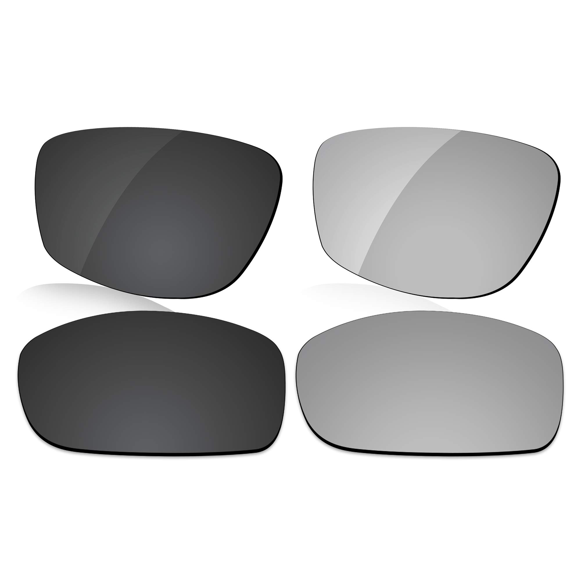Lenzreborn Men's Dark Black + Silver Grey Polarized Lens Replacet For Oakley Fives Squared Sunglass - Dark Black+Silver Grey