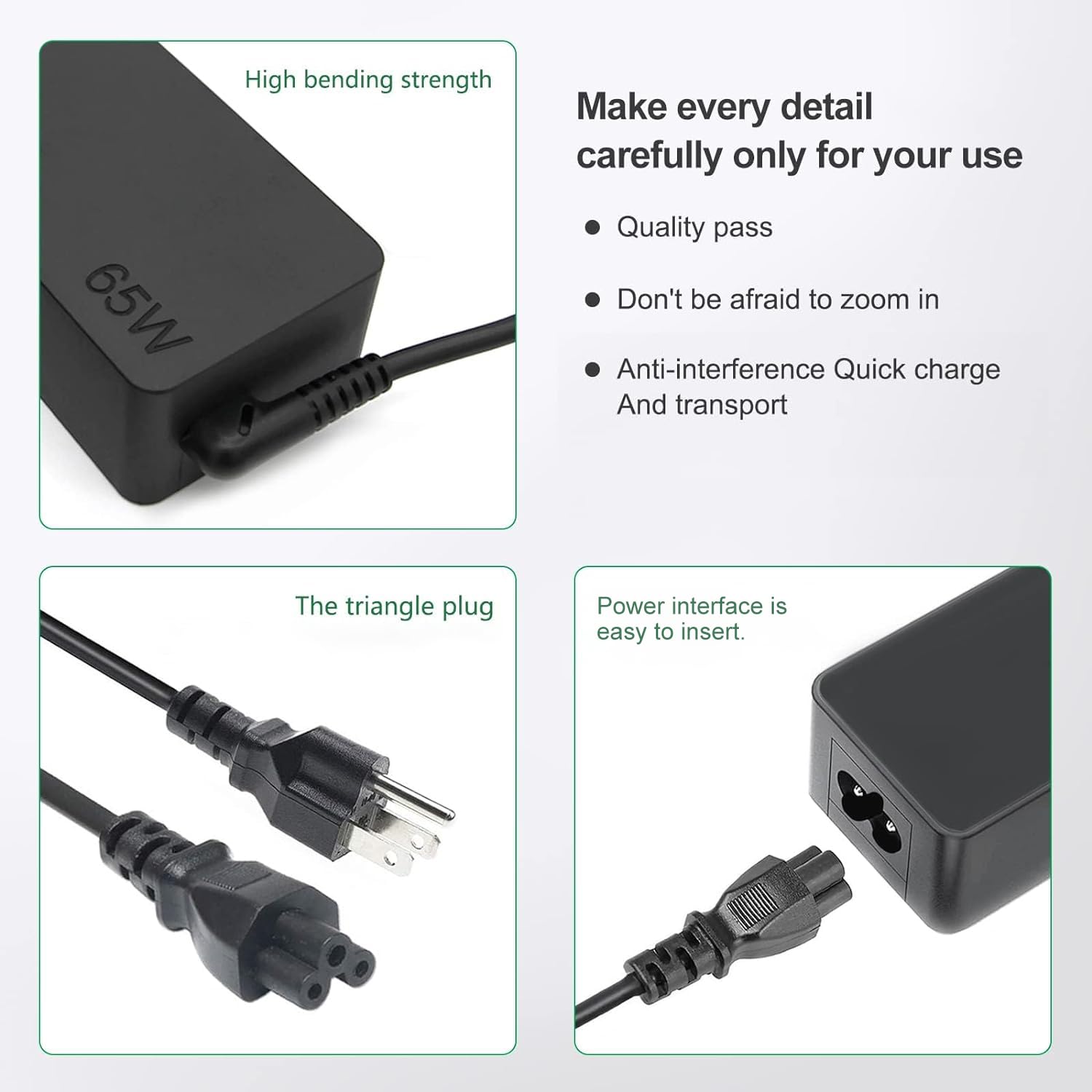 65W USB C Charger Compatible with Lenovo Thinkpad/Yoga/Chromebook Laptop Computer 65W 45W USB C Fast Power Adapter